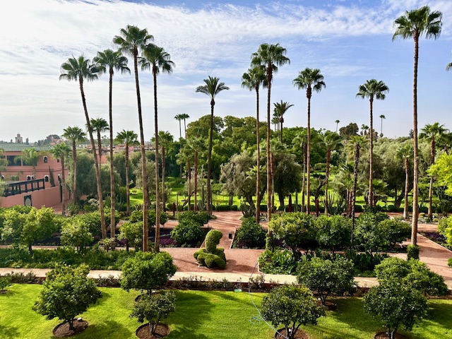 La Mamounia gardens with palm-lined avenues and manicured hedges, Marrakech wedding venue