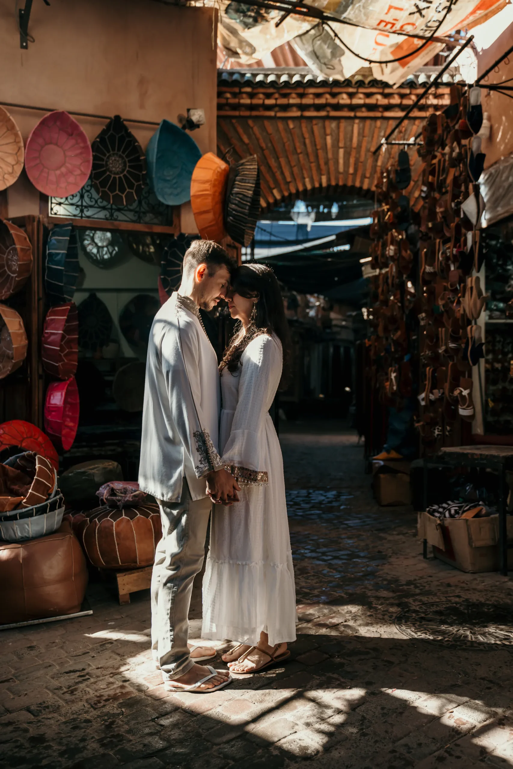Getting married in Morocco as a foreigner: couple exchanging vows in a Marrakech riad courtyard